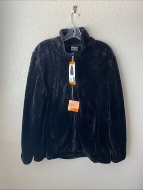 32º DEGREES Women's Plush Faux Fur Full Zip Jacket, Black XXL